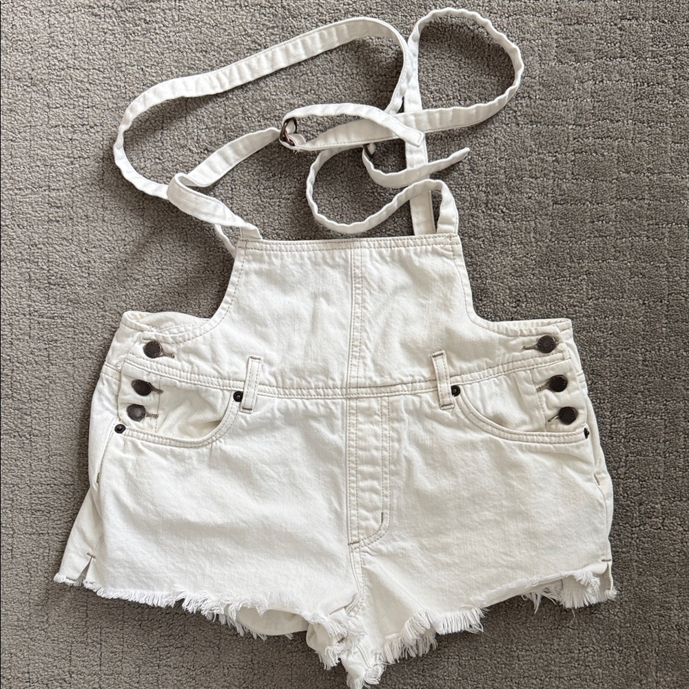 We The Free White Jean Shorts Overalls